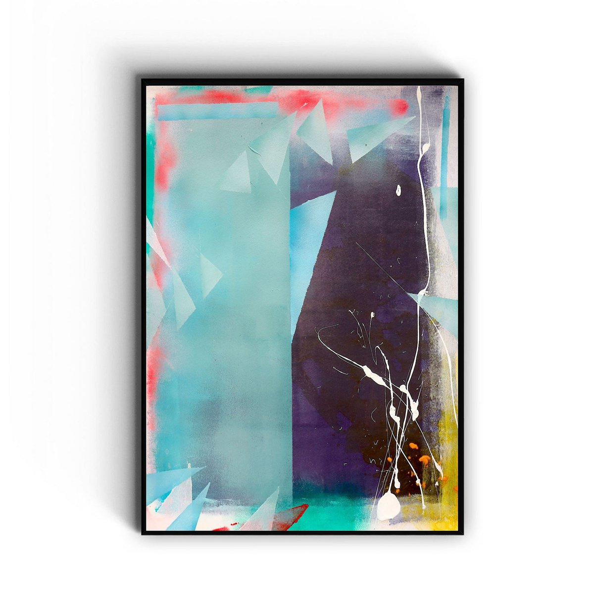 Geometric Abstract Acrylic Painting By Poovi Art, 17 X 21", Better Off Alone 02, Original Artwork