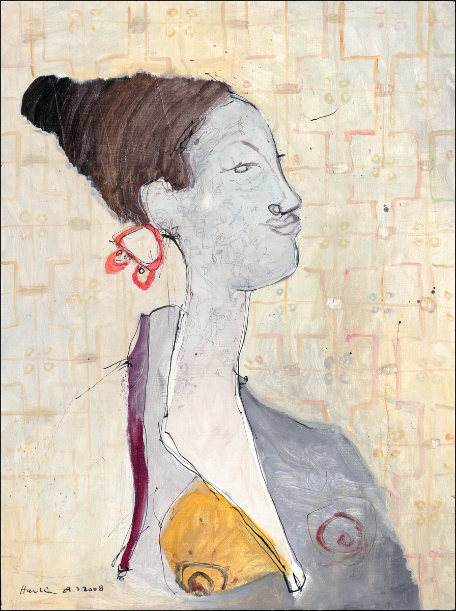 Portrait Acrylic Painting By Jiri Havlik, 18 X 24, Ada, Original Artwork