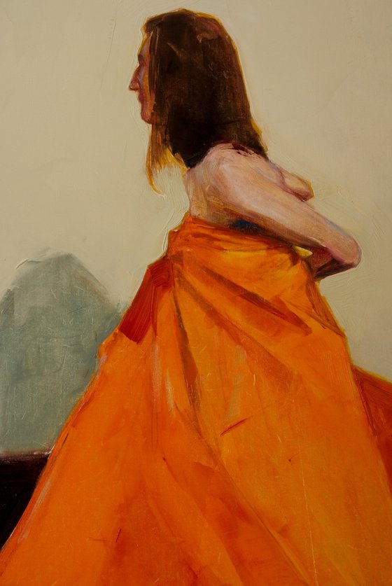 nude woman in orange