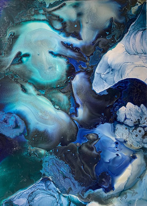 Ocean Ink Abstract Painting