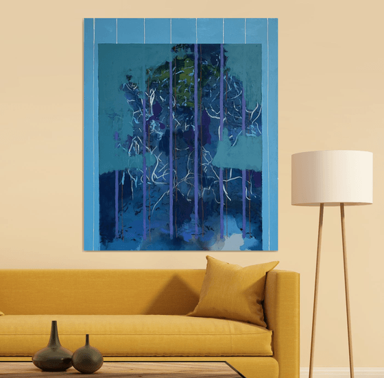 Abstract Face in blue