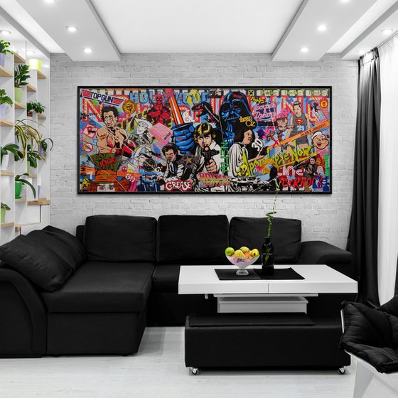 Cinemascope 240cm x 100cm Textured Urban Pop Art