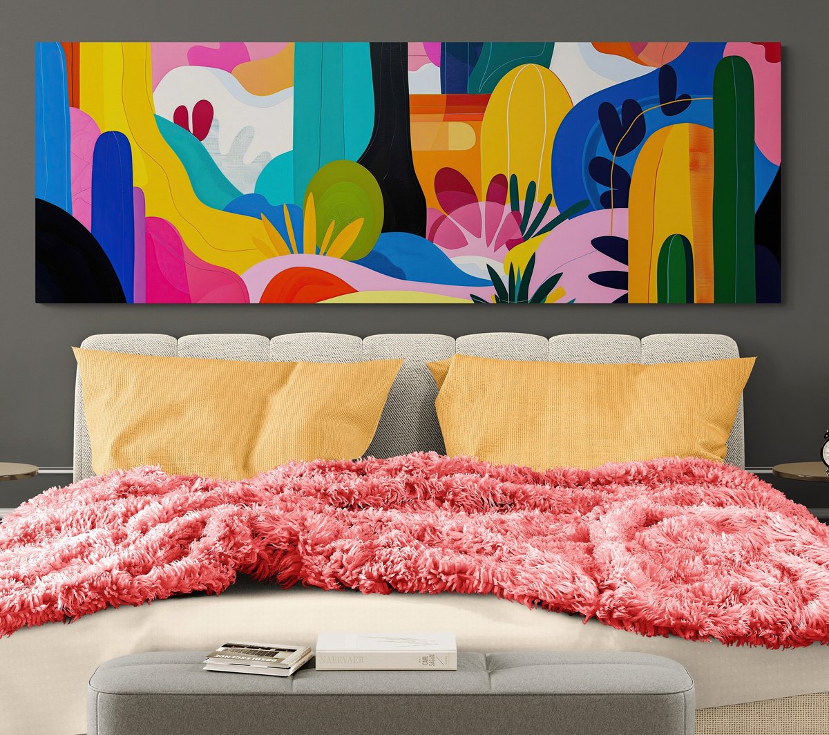 Abstract Acrylic Painting By V+V Kniazievi, 79 X 28", Mexican Rhythms #4, Original Artwork