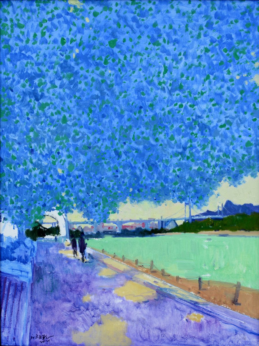 Impressionistic Landscape Oil Painting By Jianzhe Chon, 24 X 31, Landscape, Original Artwork