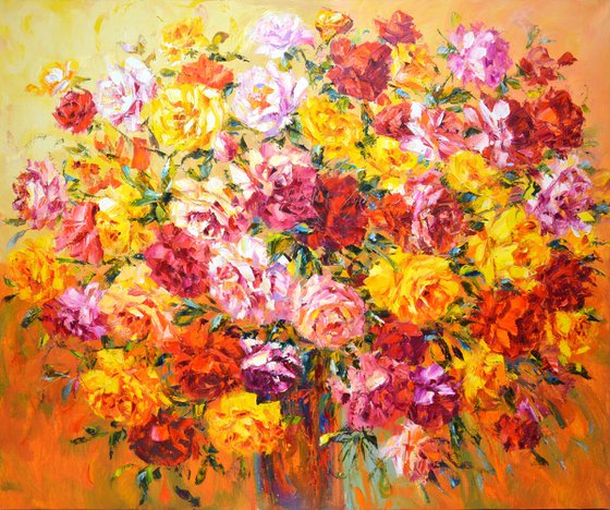 A large bouquet of roses.