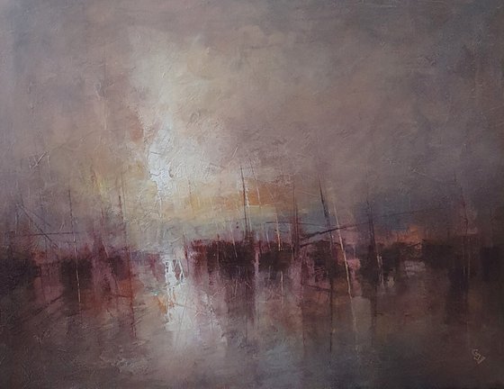 " Harbor of destroyed dreams - Shades Of Deep Madder " SPECIAL PRICE !!! W 90 x H 70 cm