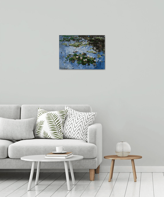 White water Lilies - Original Oil painting