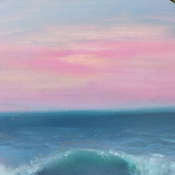 Evening Light – Pink Horizon and Ocean