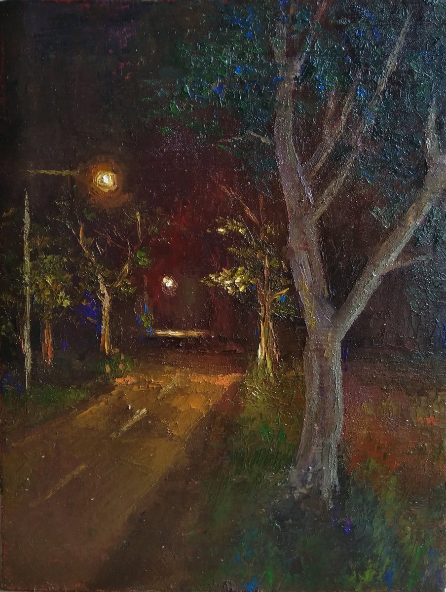 Impressionistic Cityscapes Oil Painting By Kamsar Ohanyan, 13 X 17", In A Fairy Tale, Original Artwork