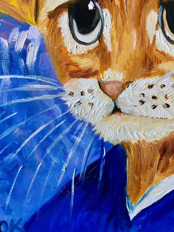 Cute Cat La Vincent Van Gogh ispired by famous self-portrait Present idea  for cat lovers