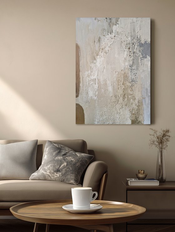 "Fjord 4" Blue brown cream abstract art