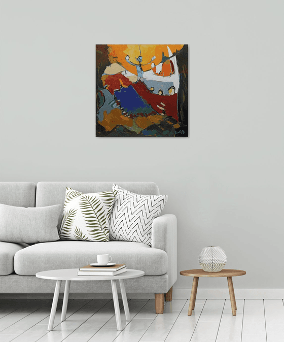 Dance (70x70cm, oil painting, ready to hang)