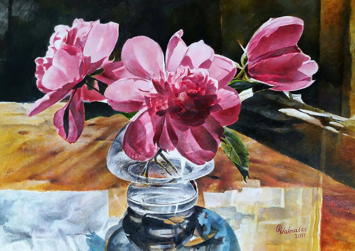 Vase With Peonies by Rimas Nakrasas