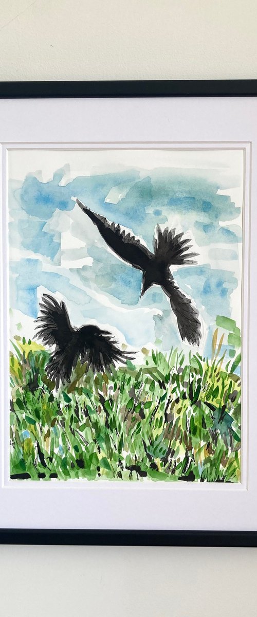 Crows over the Field by Sarah Bale