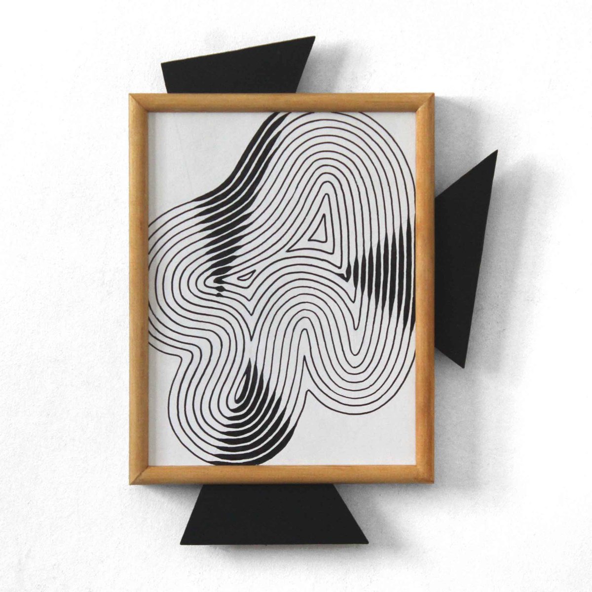 Geometric Abstract Acrylic Painting By Martin Singer, 10 X 13", C3Tlt-25, Original Artwork