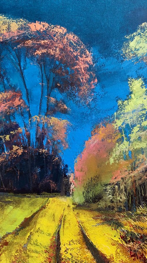 'June Poppy Meadow II' Impressionistic Summer Landscape Oil Painting by Simon Jones