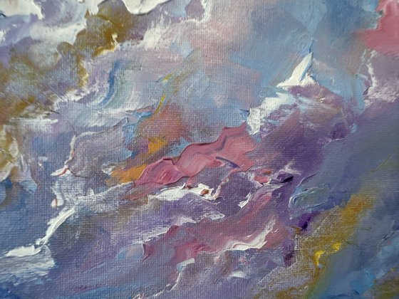 Pink clouds and pink flowers