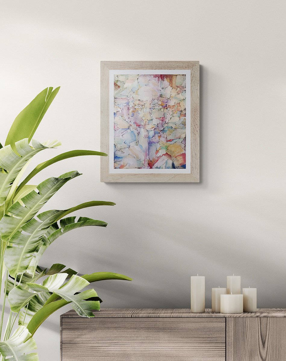 Surrealistic Portrait Painting By Marija Stojkovic, 12 X 17", Surrender/Openness I, Original Artwork