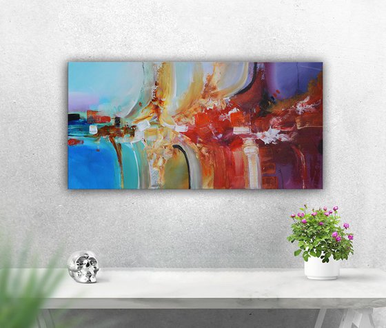 Abstract painting - red, blue and yellow