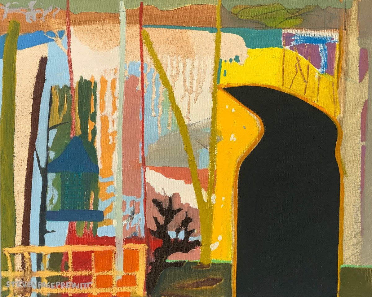 Abstract Landscape Oil Painting By Steven Page Prewitt, 20 X 16", The Boldest Crow, Original Artwork