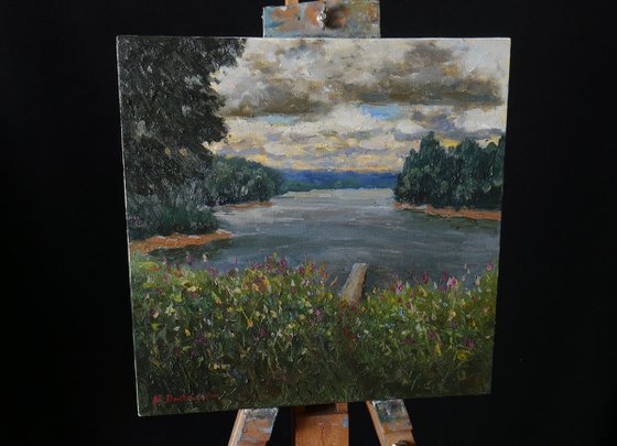 The Cloudy Sky - original summer landscape, painting