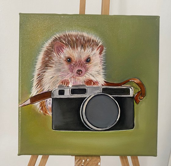 “Sweet moments” hedgehog oil painting