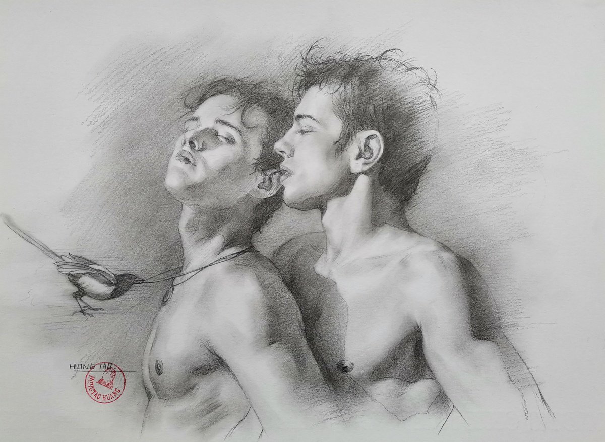 Typographic Portrait Pencil Drawing By Hongtao Huang, 11 X 7, Lost Memories, Original Artwork