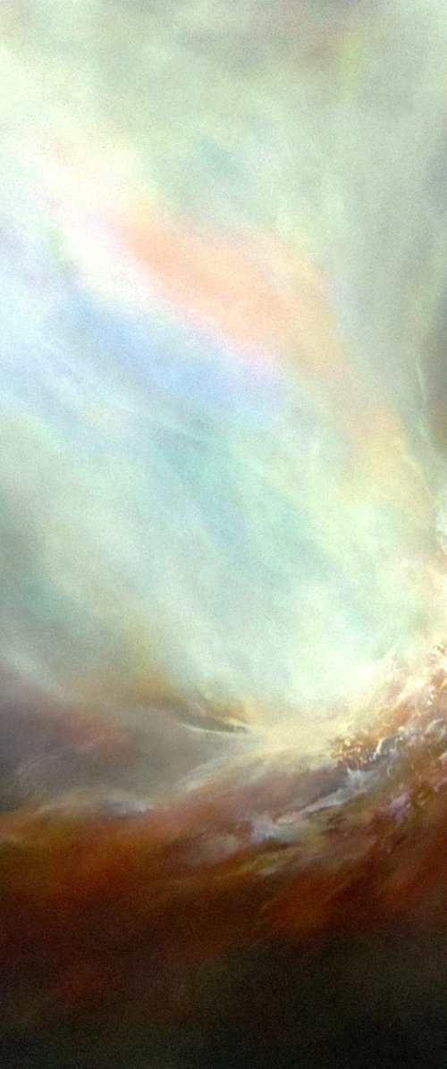FORCE OF NATURE (LARGE SEASCAPE/LANDSCAPE ABSTRACT OIL PAINTING ON  QUALITY GALLERY WRAPPED CANVAS 32" X 32" X 2") by Gillian Luff