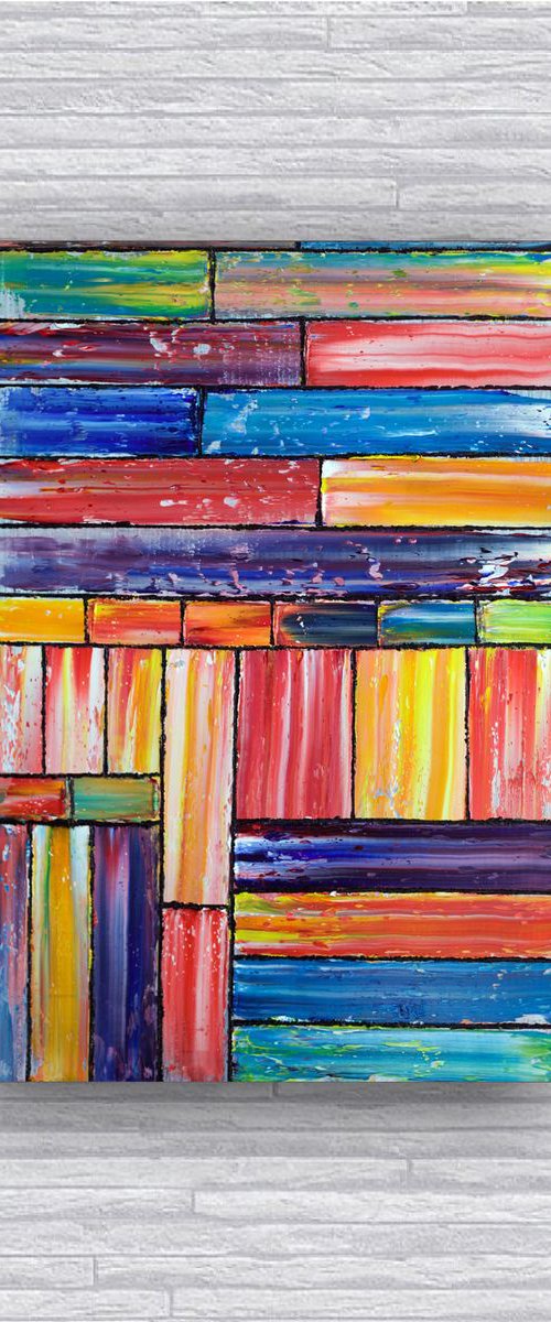 "I'm Building My Own Wall" - Original PMS Oil Painting On Wood - 19" x 26" by Preston M. Smith (PMS)
