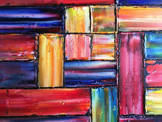 "Crossroads" - FREE SHIPPING to the USA - Large Original PMS Oil Painting On Wood - 48 x 24 inches