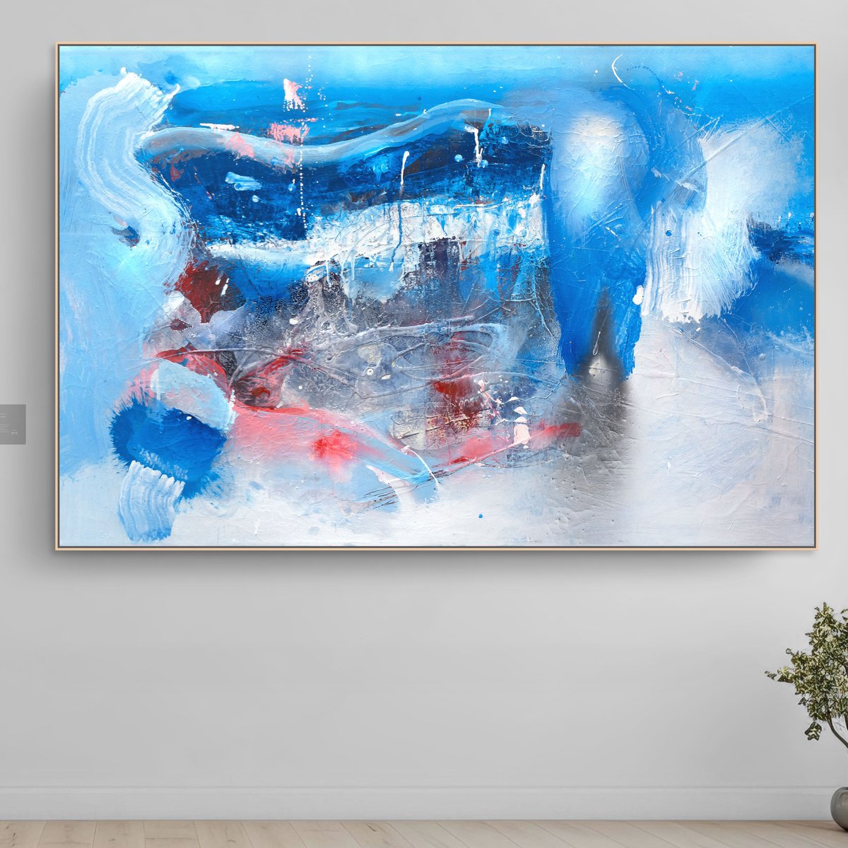 Organic Abstract Painting By Adriano Ribeiro, 47 X 31, Oslo At Night, Original Artwork