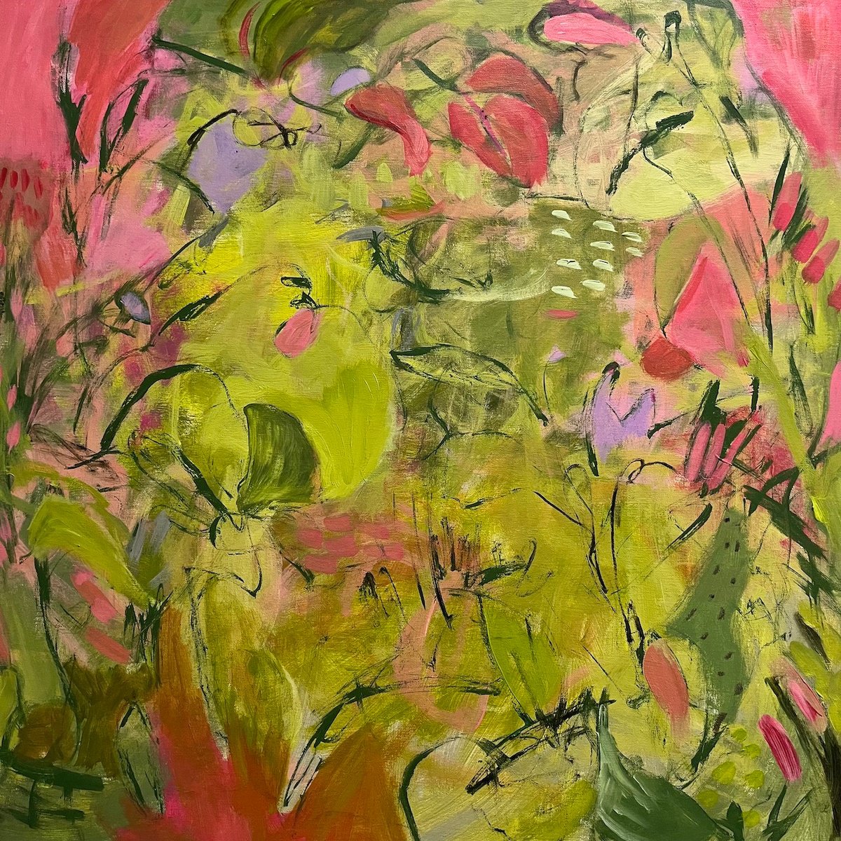 Organic Abstract Acrylic Painting By Marilyn Fox, 30 X 30", Earthly Delights, Original Artwork