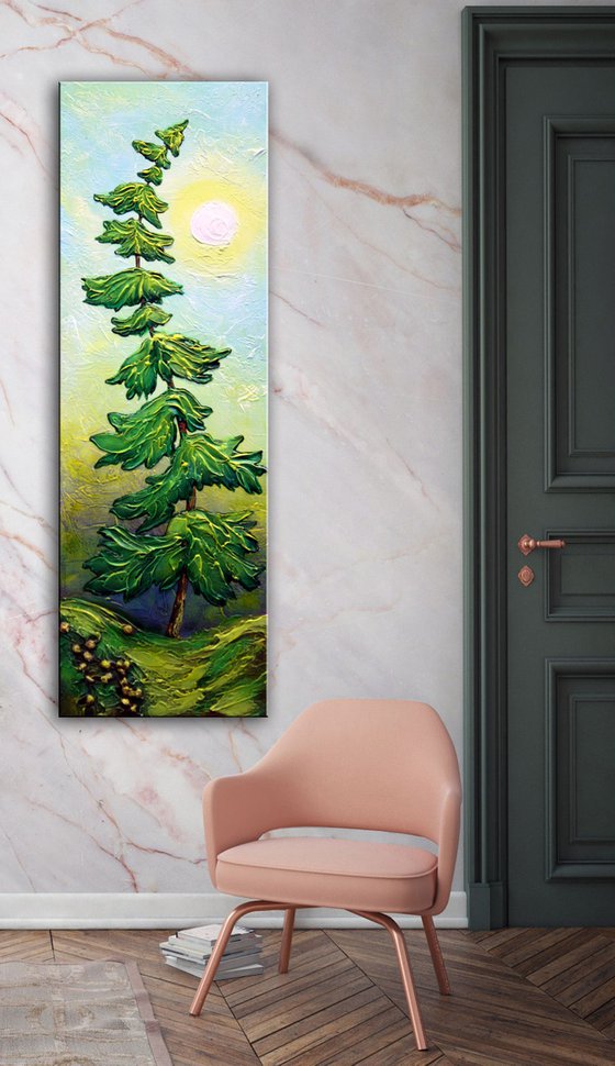 "Alone...."  Pine Tree Painting