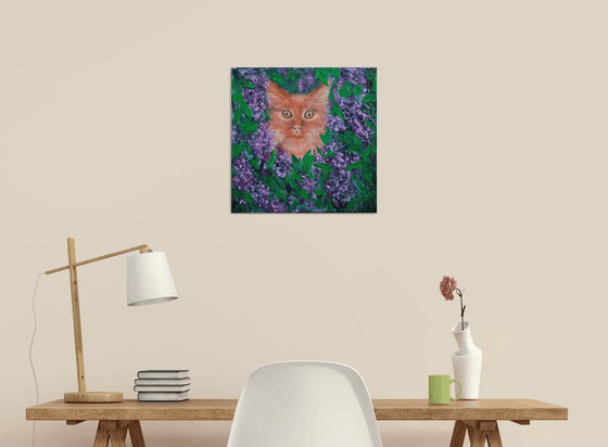 Red in wild lilac / Original Painting