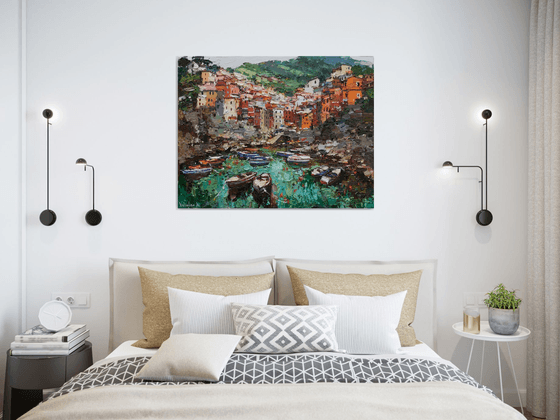 Riomaggiore, Cinque terre - Italian Landscape painting