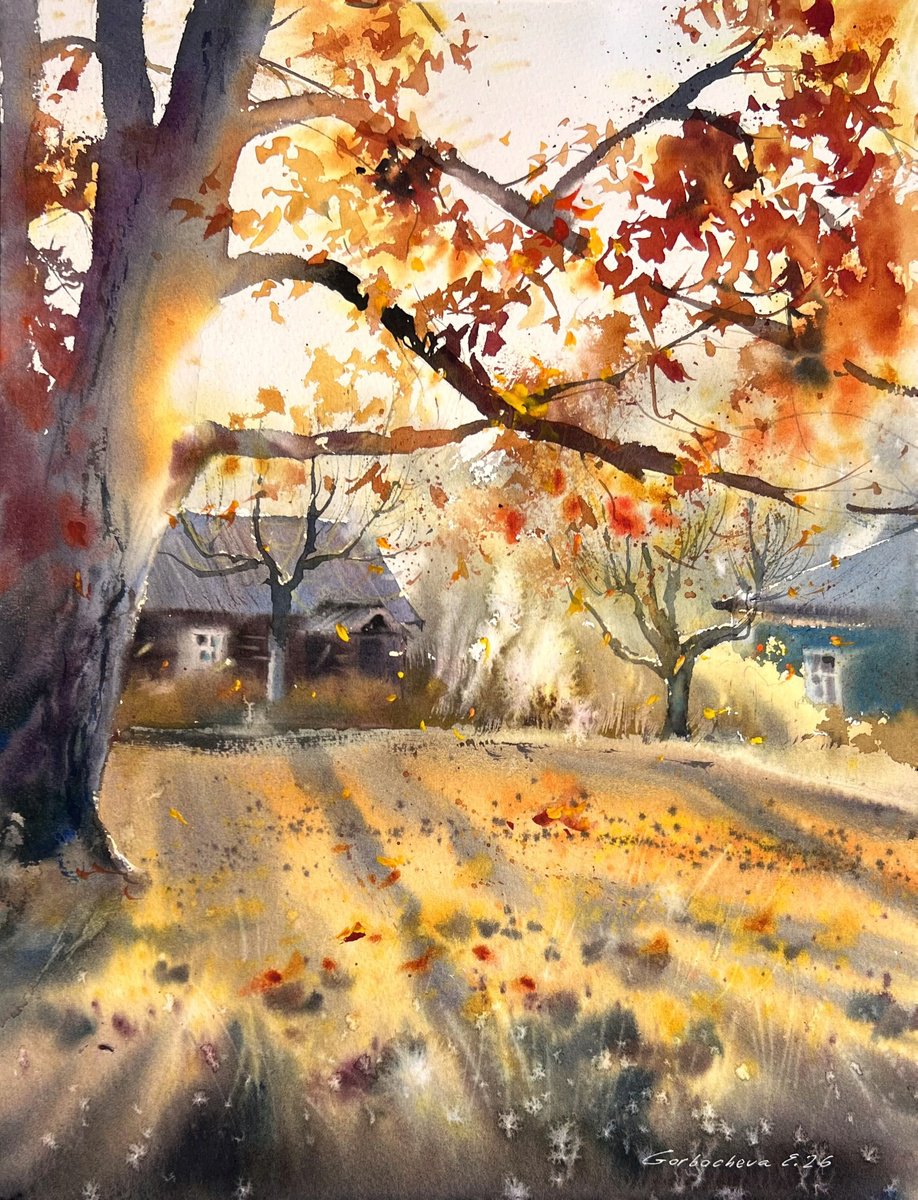 Eugenia Gorbacheva | Original Watercolour | The Golden Light Of Autumn | 31 X 41Cm | Artwork For Sale On Artfinder