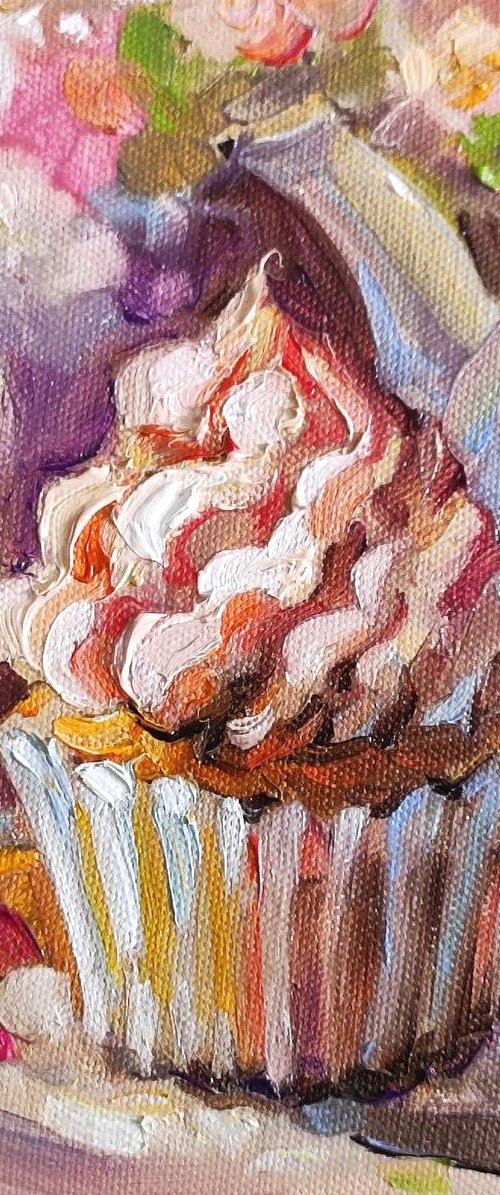 Creamy Cupcake. Tea Party Still Life by Natalia Miasnikova