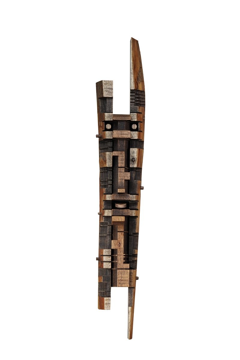 Urban And Pop Portrait Relief By Sava Draganov, 5 X 29", "Ek Chuaj", Original Artwork