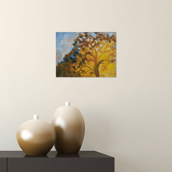 Indian Summer tree Ukrainian oil painting