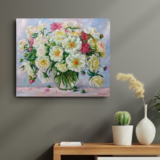 Peonies bouquet  still life