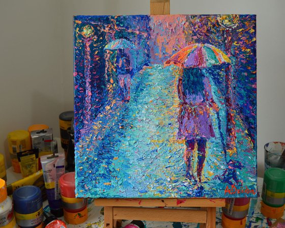 Girl with Rainbow Umbrella
