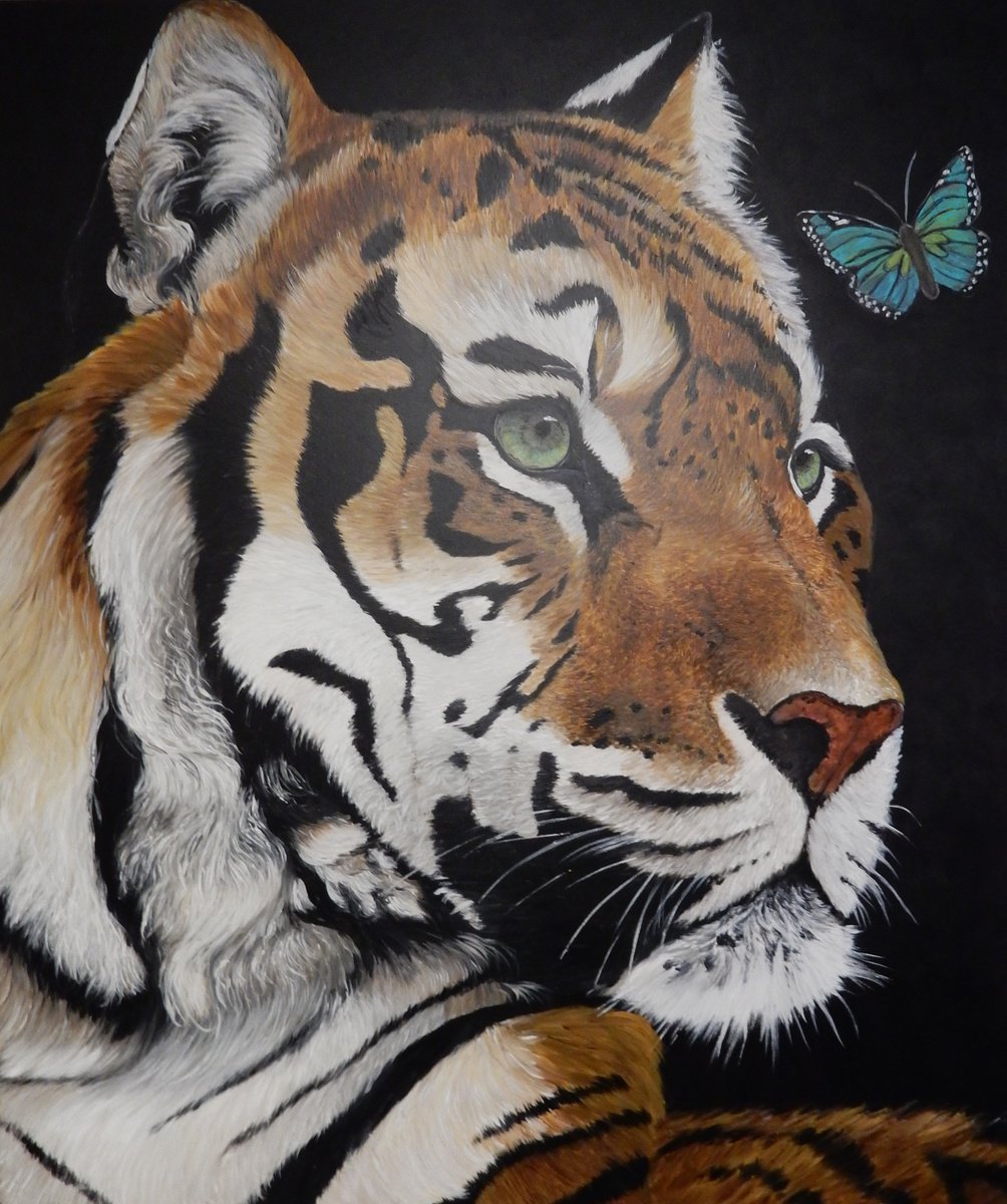 tiger with butterfly by bente jepsen