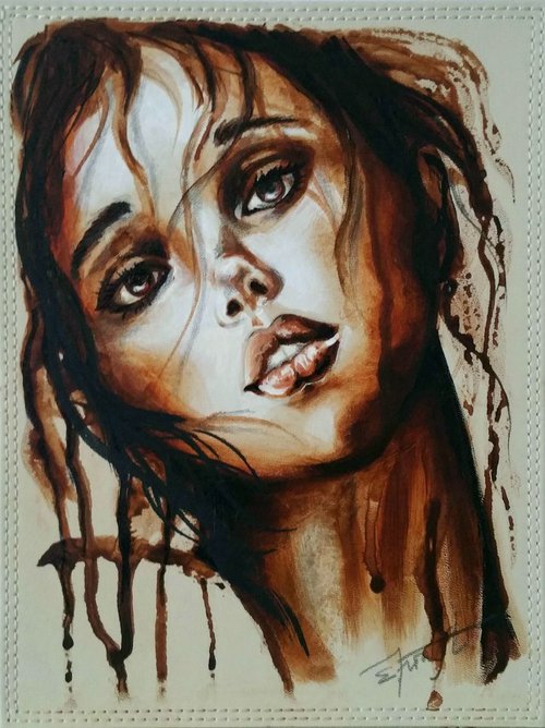 "Dolce " Original   acrylic painting on board 22x29x0.5cm.ready to hang by Elena Kraft
