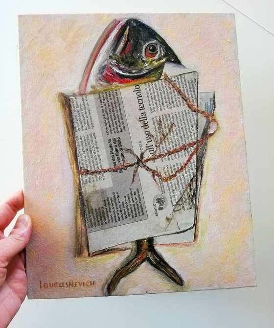 Fish Wrapped in Newspaper Bag