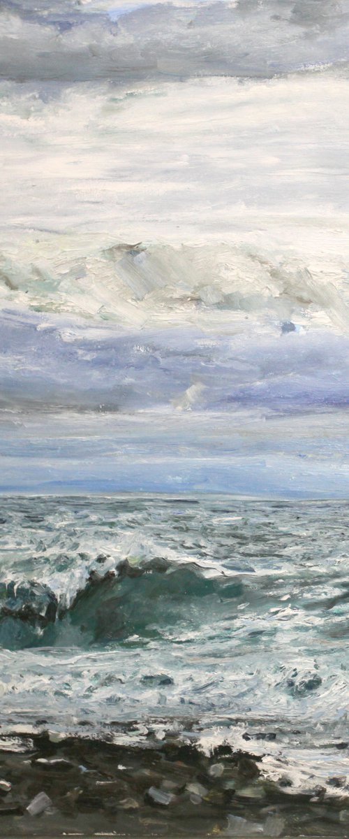 It's windy - large seascape and cloudscape painting with a vibrant impressionistic brush stroke by Leonid Plekhanov