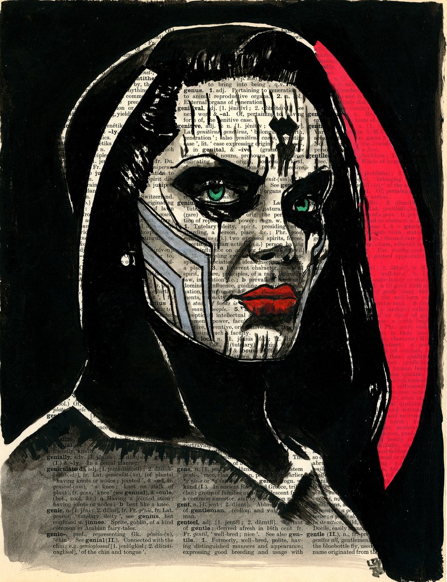 Portrait Collage By Jakub Dk - Jakub D Krzewniak, 8 X 11, Dark Beauty, Original Artwork