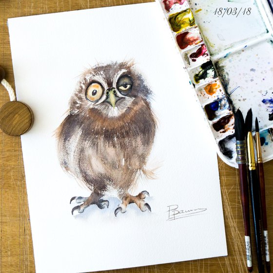 Whimsical baby Owl