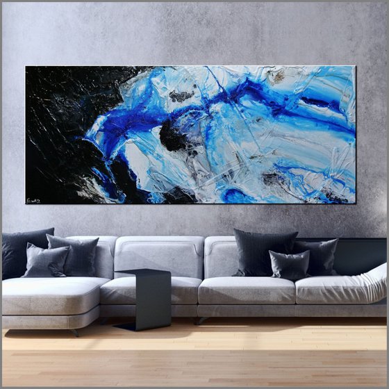 Nomadic Blue 240cm x 100cm Huge Texture Abstract Art