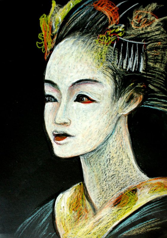 Portrait of a young Japanese Geisha