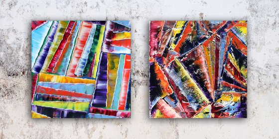 "Thick As Thieves" - FREE USA SHIPPING - Original Large PMS Abstract Diptych Oil Paintings On Canvas - 40" x 20"